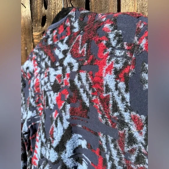 Lucky Brand Red Blue Floral Detail Cardigan Sweater with Long Sleeves - Picture 5 of 9